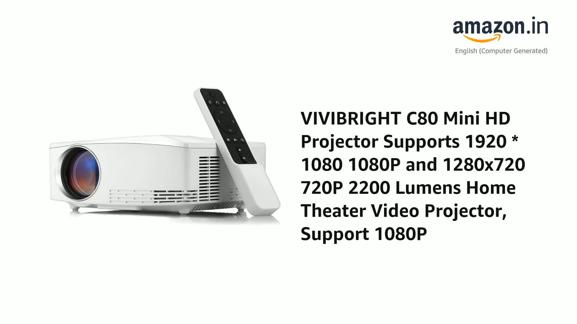 VIVIBRIGHT C80 Mini HD Projector Supports 1920 * 1080 1080P and